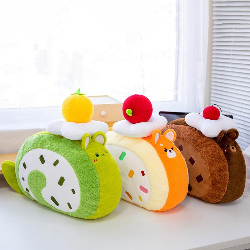Plush Swiss Roll Cake Pillow With Pp Cotton Filling For Couples Christmas Gift