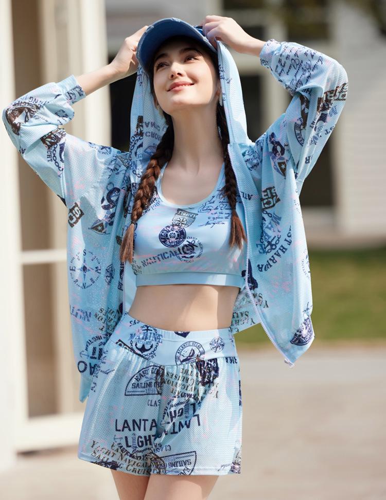 Korean Style Women's Three-Piece Swimsuit Set with Slimming Cover-Up: Sun Protection & Conservative Holiday Swimwear