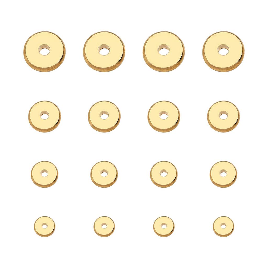 UNICRAFTALE Approximately 48 Pieces 4 Types Rondelle Beads Flat Stainless Steel Beads Flat Round Beads Spacer Beads Golden Metal Beads Metal Beads