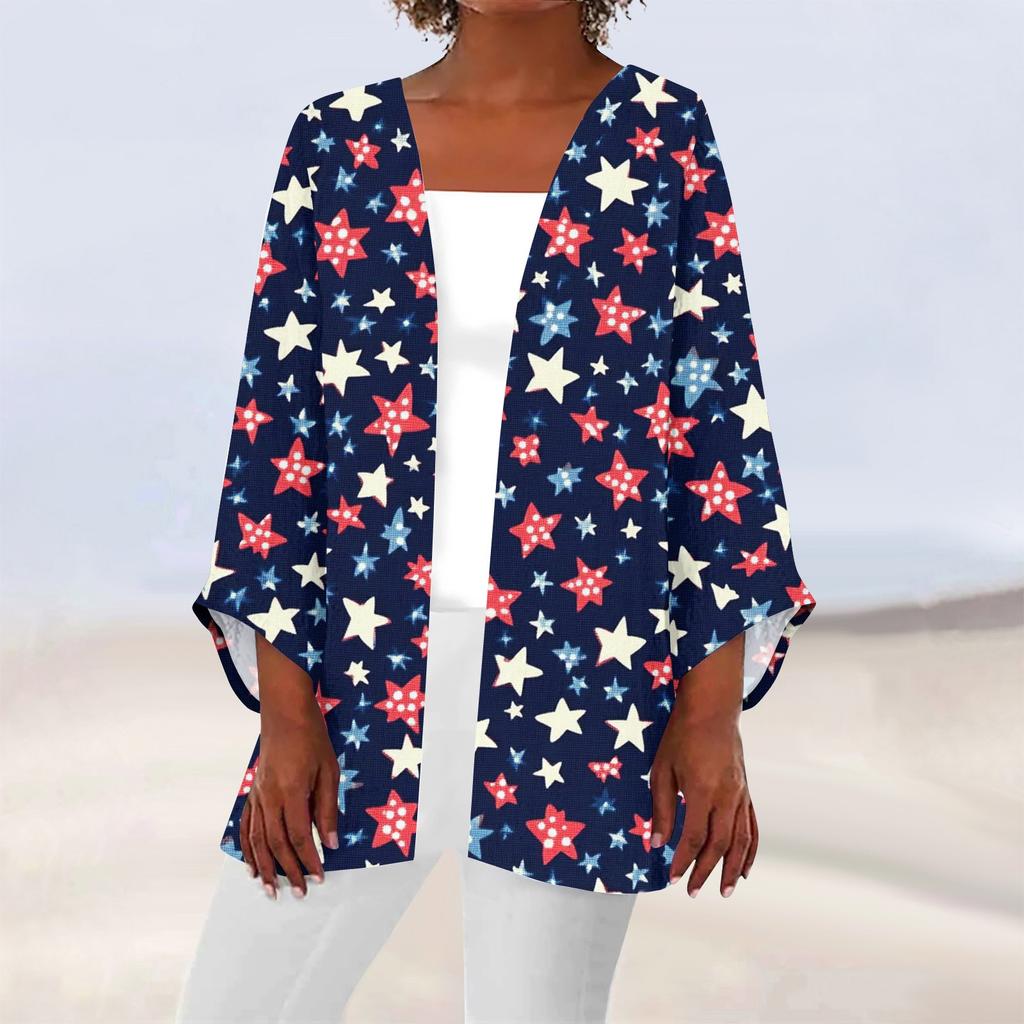 Women's Casual Fashion Printed Lightweight Mid-length Jacket Cardigan