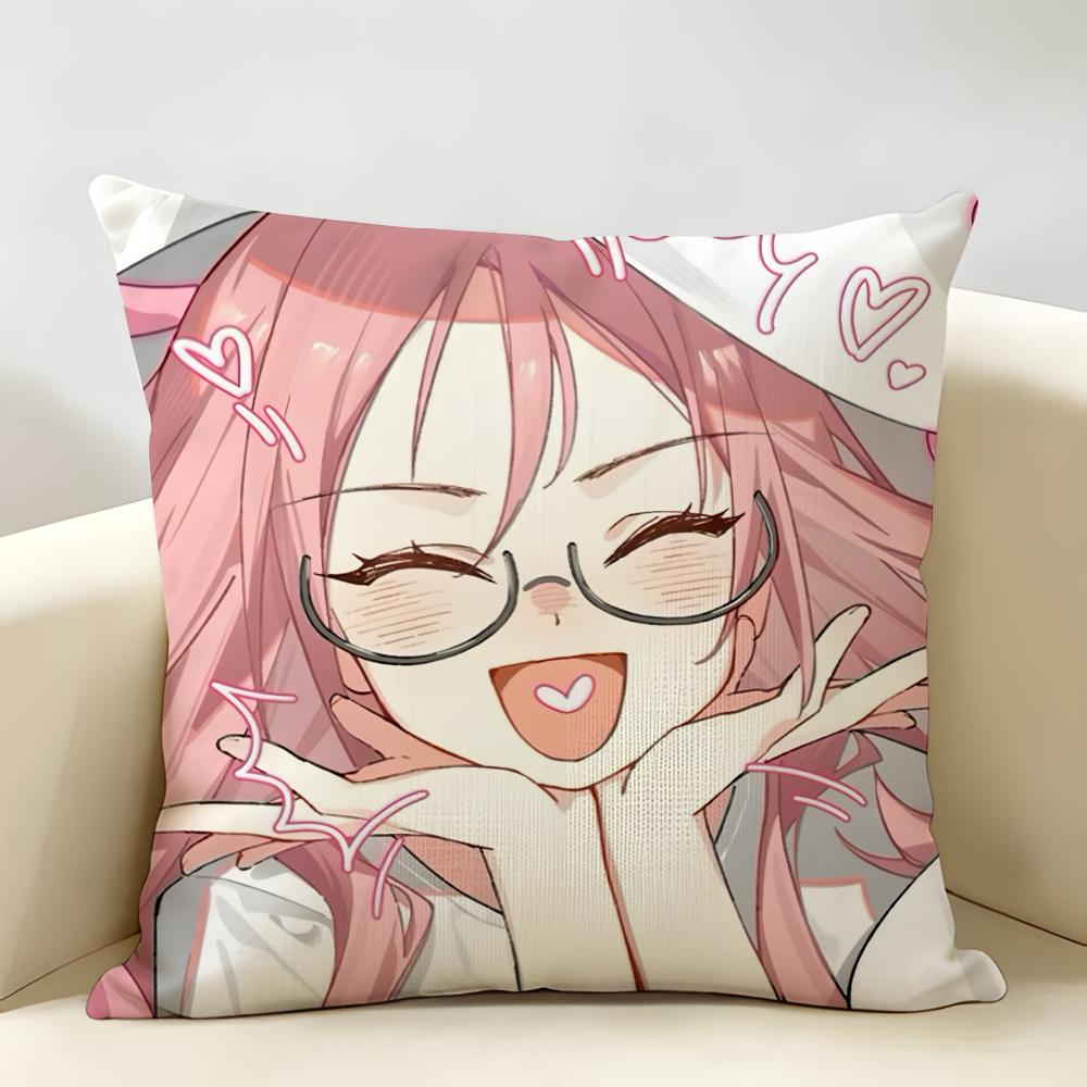 Alien Stage Mizi Anime Girl Pink Cushion Cover Natural Linen Organic Fabric DoubleSided Printing Room Sofa Decor Pillow Case