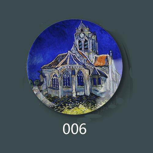 8 Inch Van Gogh Painting Porcelain Decorative Wall Hanging Plate Seat Disc Ceramic Disc Art Nouveau