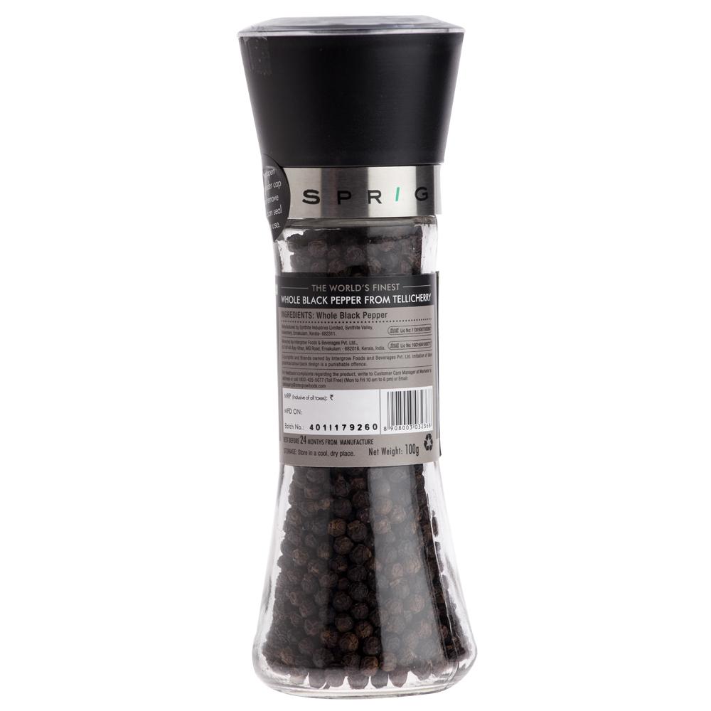 Black Peppercorns (100 G), Whole Black Pepper from Tellicherry, Sprig