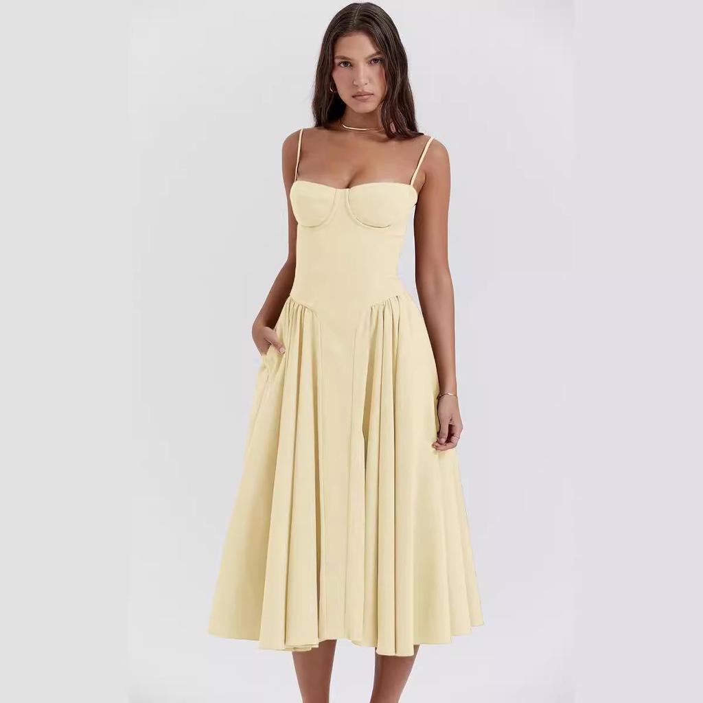 2024 French Retro Long Slip Dress - Court Style Dopamine Outfit