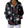 Women's Casual Fashion Long-Sleeved Zip-Up Christmas Print Knitted Hoodie