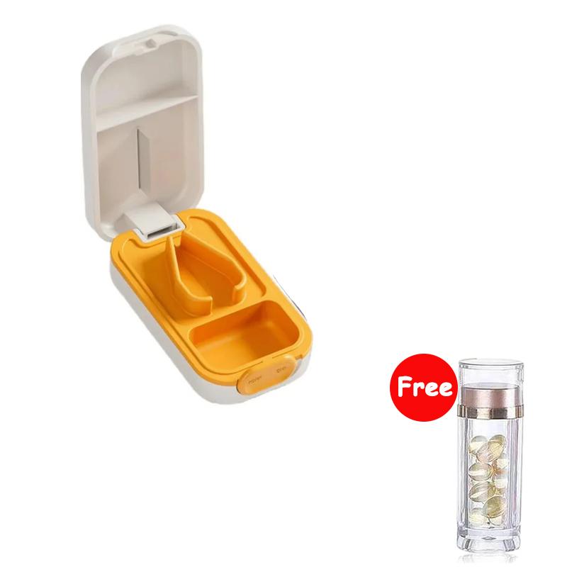 

2 In 1 Pill Cutter With Invisible Storage Box Portable Mini Drug Tablet Medicine Dustproof Divider Organizer Crusher Pill Box оранжевый