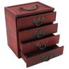 Jewelry Box Chinese Vintage Case 4 Drawer Wood Oriental Compact Ample Capacity Versatile Storage