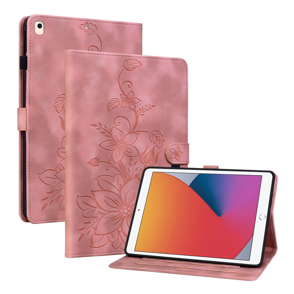 Pentru Apple iPad 9.7 (2017) (Cunoscut și ca iPad (a 5-a generație)).Husă pentru tabletă din piele PU, cu design floral rafinat în relief
