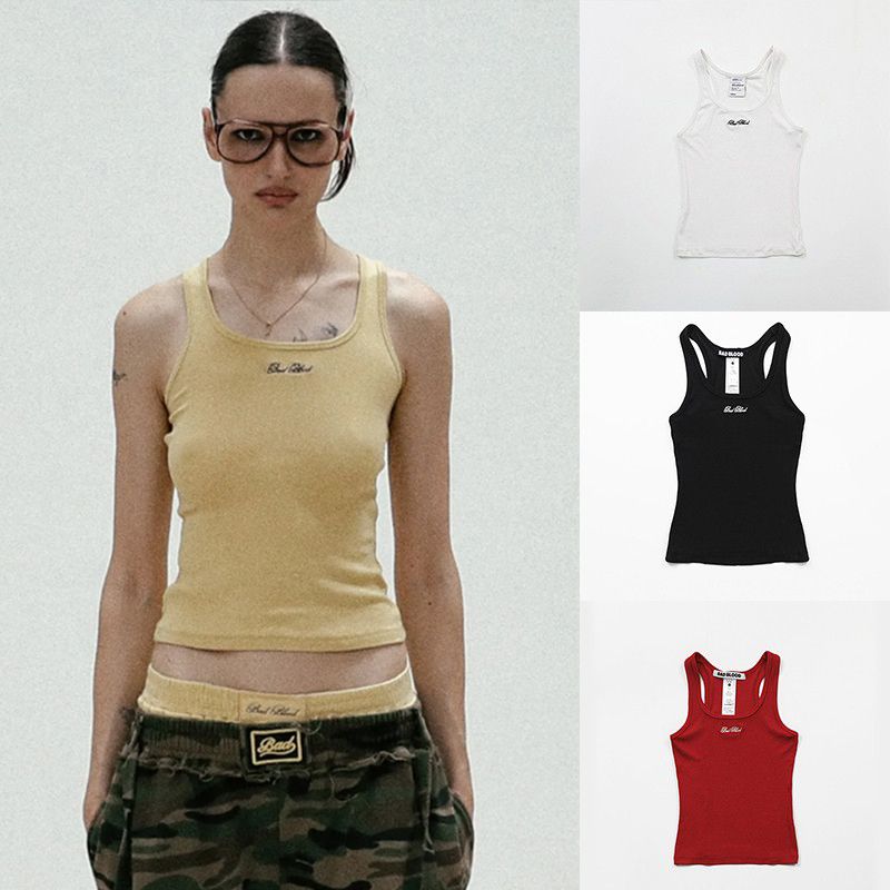South Korea Badblood American Style Gyaru I-Shaped Vest Sling Women Niche Letter Embroidery Slim Fit Slimming Top Trendy