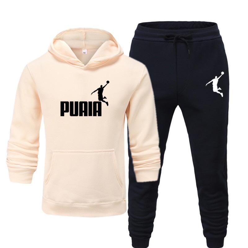 2024 Autumn and Winter New Sports Personalized Pattern Printed Casual Solid Color Hoodie Set Couple Set Jogging Set