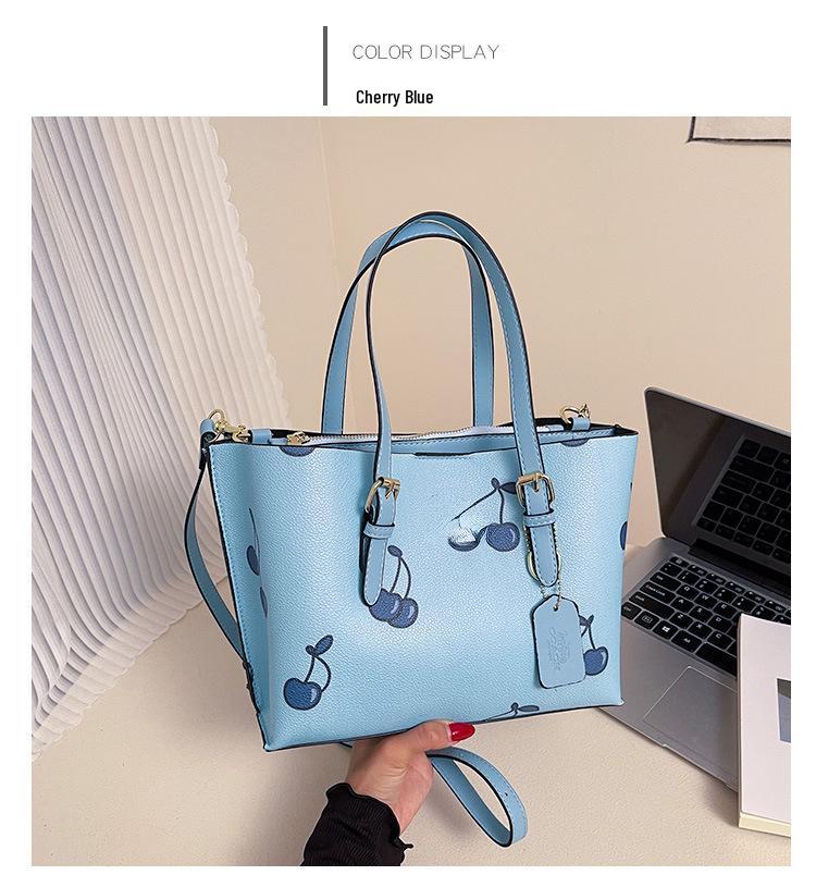 2025 Damen Retro Kirschdruck Tragetasche: Schulter- und Umhängetasche mit großem Fassungsvermögen