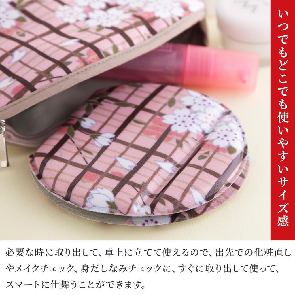 Noren Folding Compact Medium Blossom Made In Perfect for Respect for the Aged and White Day Mirror, (Cherry Check/Pink) / Japan, Compact, Folding,