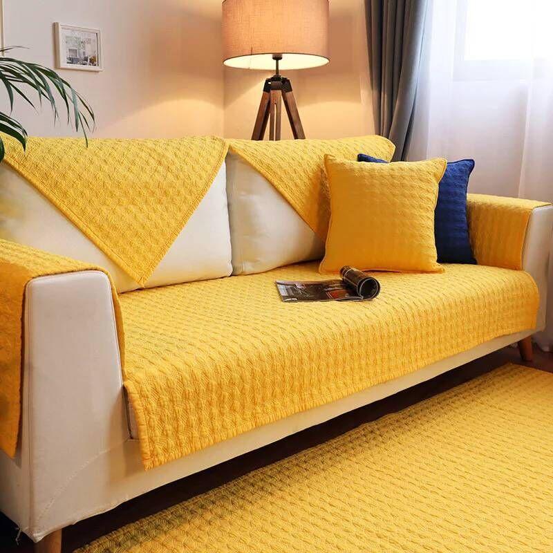 

Простая подушка для дивана, хлопковая подушка на четыре сезона, нескользящий чехол для дивана, хлопковый современный универсальный чехол для дивана, полотенец, спинка 90*210CM жёлтый