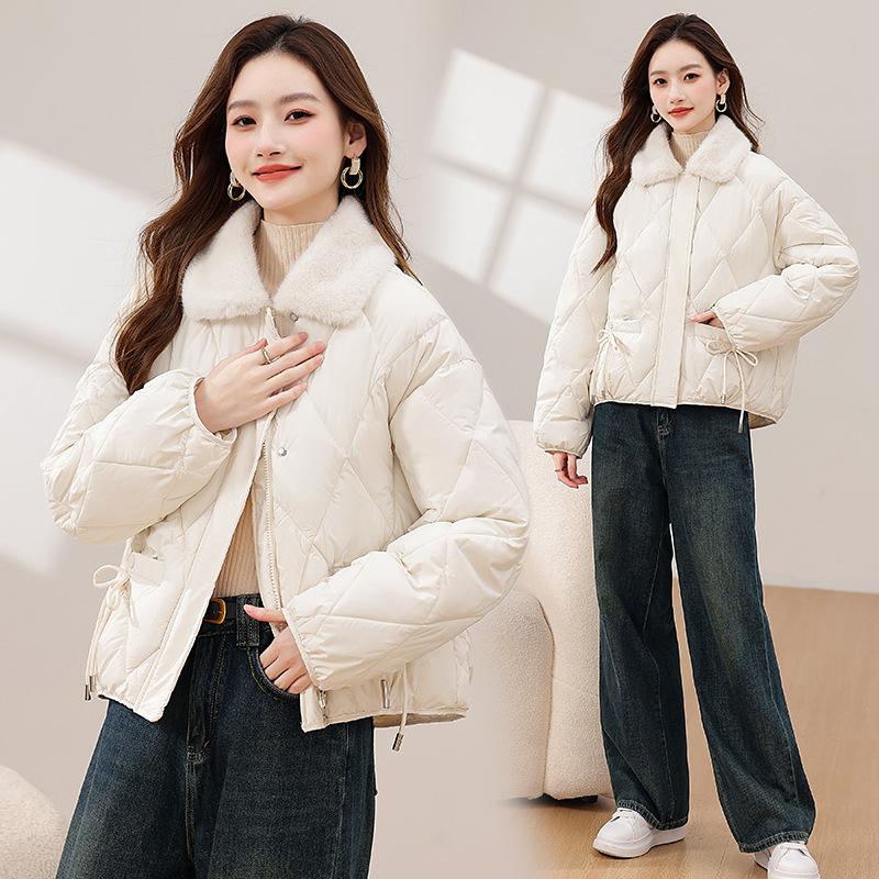 

New wrinkle-resistant lapel windproof lightweight thickened fluffy warm cold loose short high quality fabric casual sports jacket S