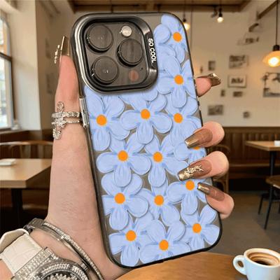 Flowers with Orange Centers Hard Phone Case for Iphone 16 15 14 13 12 11 Pro Max Mini Shockproof Anti-Scratch Protective Cover