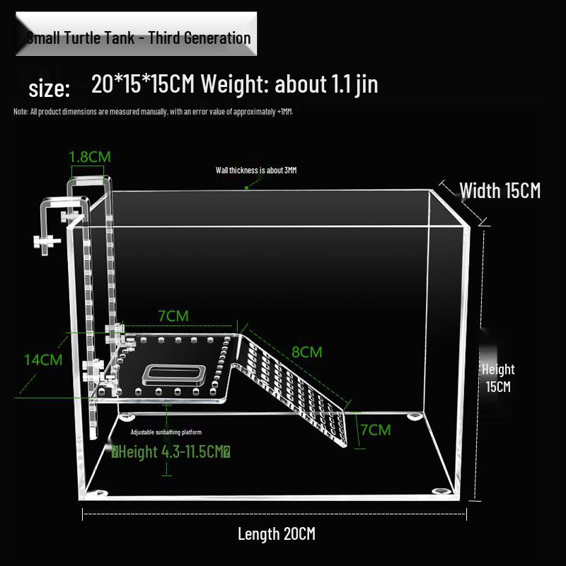 Acrylic Turtle Tank with Sunning Platform - Desktop Mini Fish Tank for Home or Office
