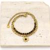 Gold Plated Stainless Steel Tiger Eye & Crushed Stone Beaded Bracelet for Women - Retro Luxury Jewelry