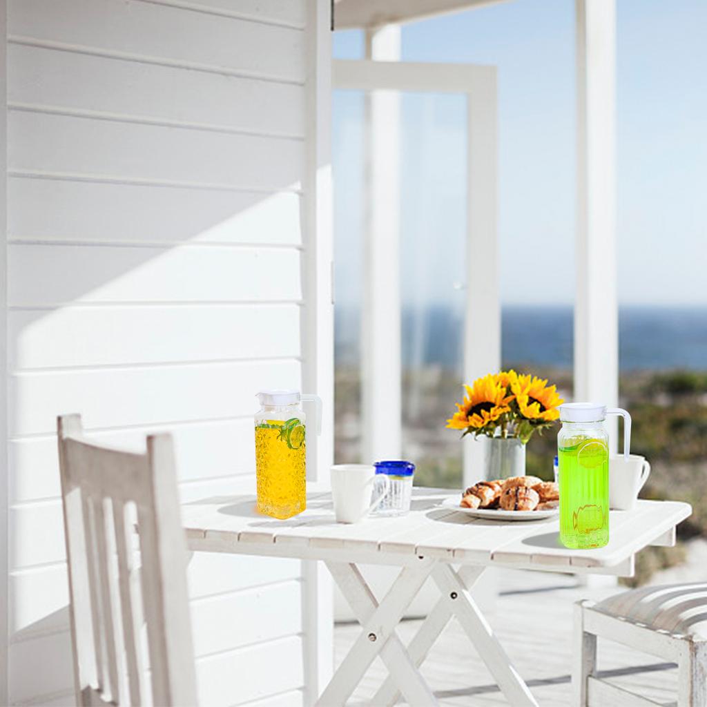 2 Pack Acrylic Pitchers, 37Oz Clear Plastic Pitcher With Removable Lid