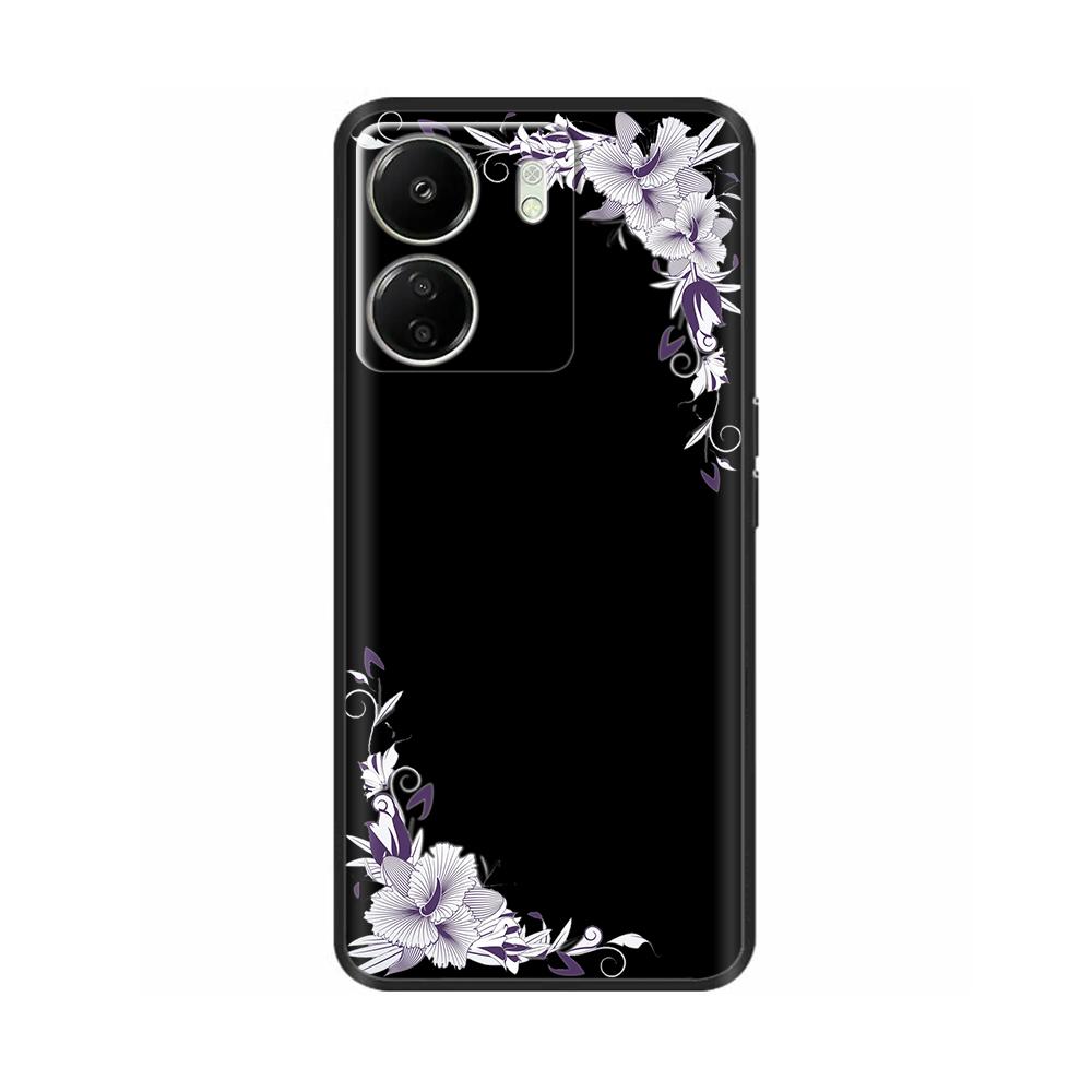 For Xiaomi Poco C65 Case Cute Luxury Painted Back Cover Soft Black Silicone Phone Case For Xiaomi Poco C65 PocoC65 Fundas Bumper