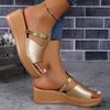 Large size wedge slippers women's platform heightening TEUM explosive sandals