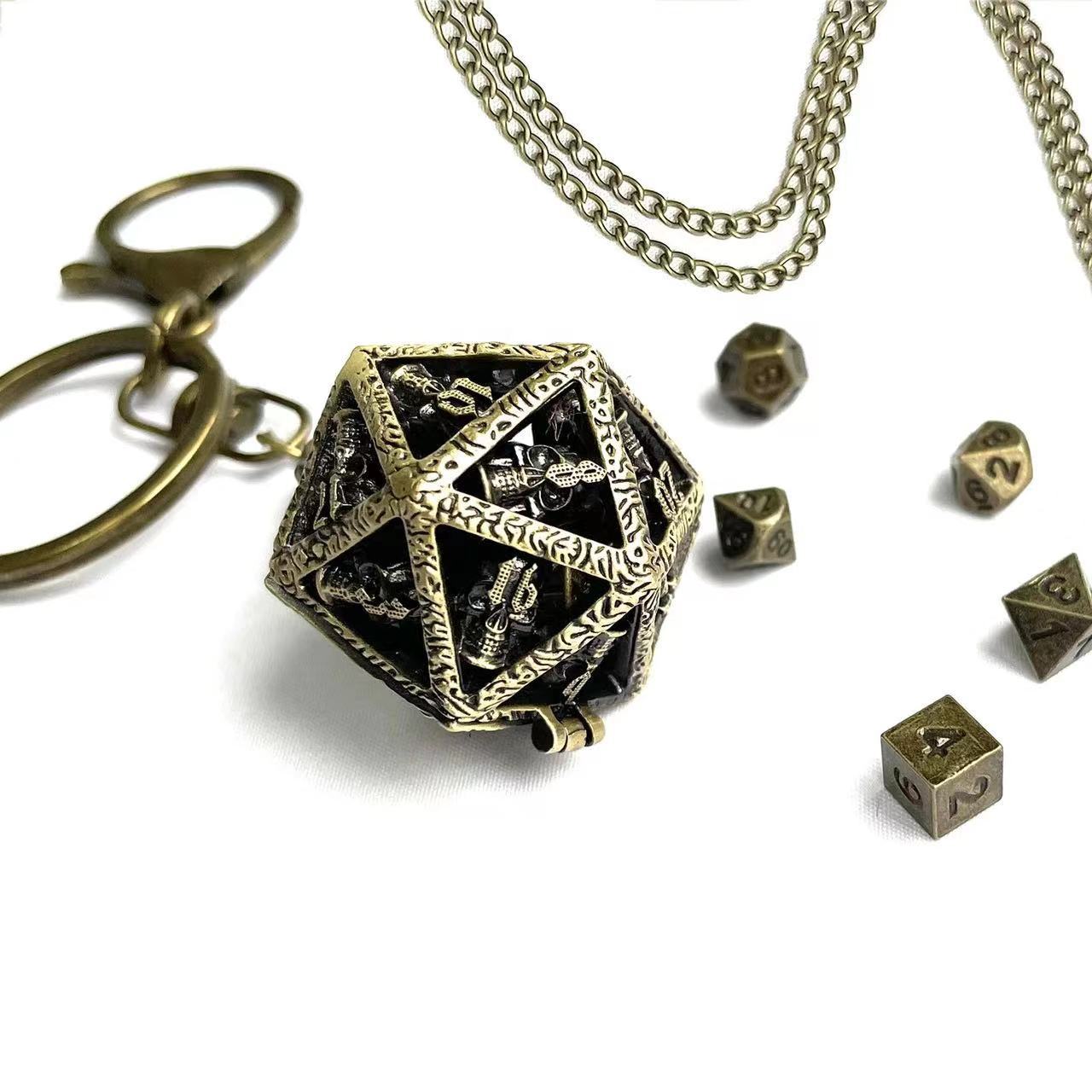 Maxmax Factory Supply Dnd Dragon Rpg Mini Dice Inside with Necklace Cage Dice with Mini Pocket Watch Dnd Dice