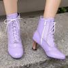 Retro Women's Cosplay Boots Kitten Heels Shoes Burnishing Process Round Toe Short Boots 2024 Autumn Winter Party Footwear