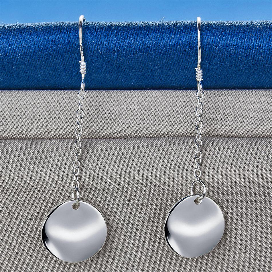 925 Sterling Silver Exquisite Shiny Round Earrings Women Fashion Wedding Party Gift Accessories