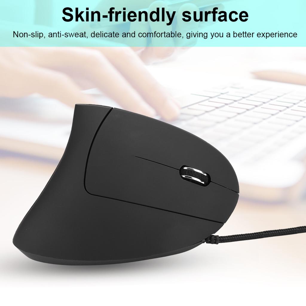 6D Ergonomic 800‑1200‑2000‑3200 DPI Adjustable Optical Vertical Gaming Mouse with LED