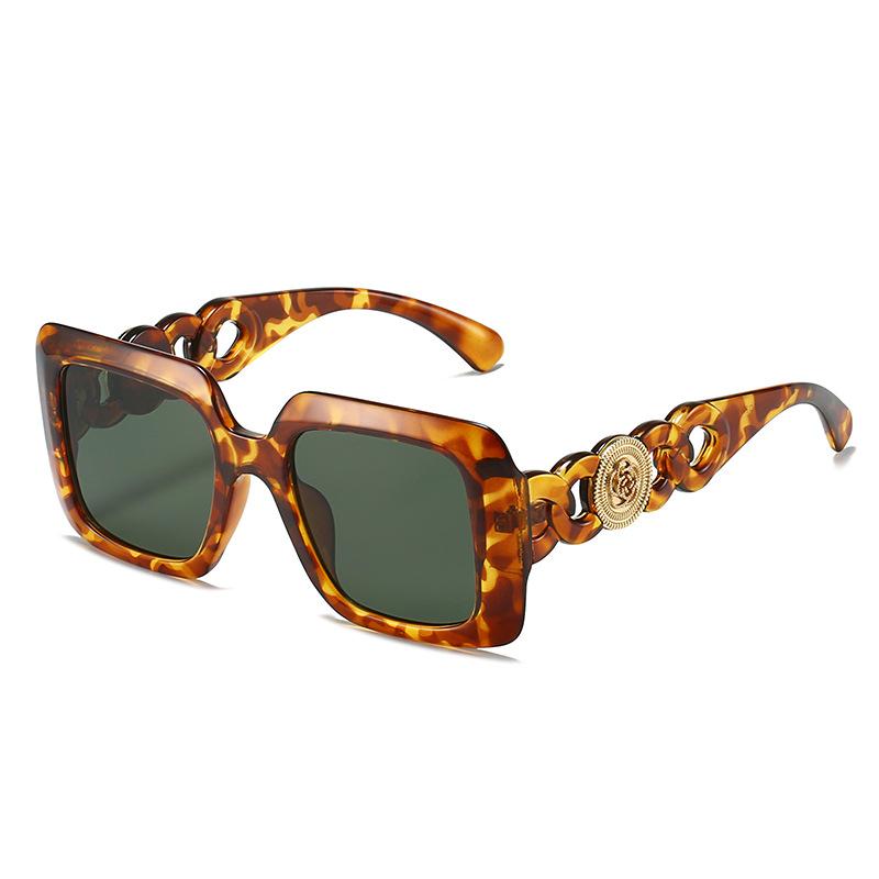 Square Large Frame With Metal Sunshades, Sun Protection, Personalized Sunglasses, Women'S Sunglasses.