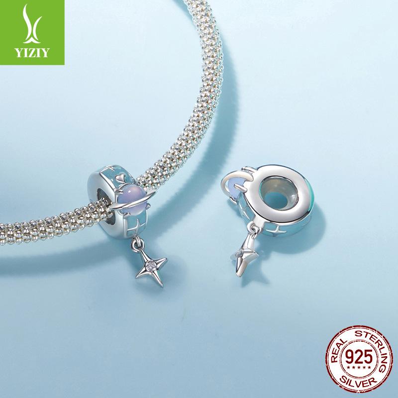 Bricolage Accessoires de Bracelet Perlé Boucle Clip de Positionnement de Planète Breloque Perles en Argent Sterling S925 Transfrontalier