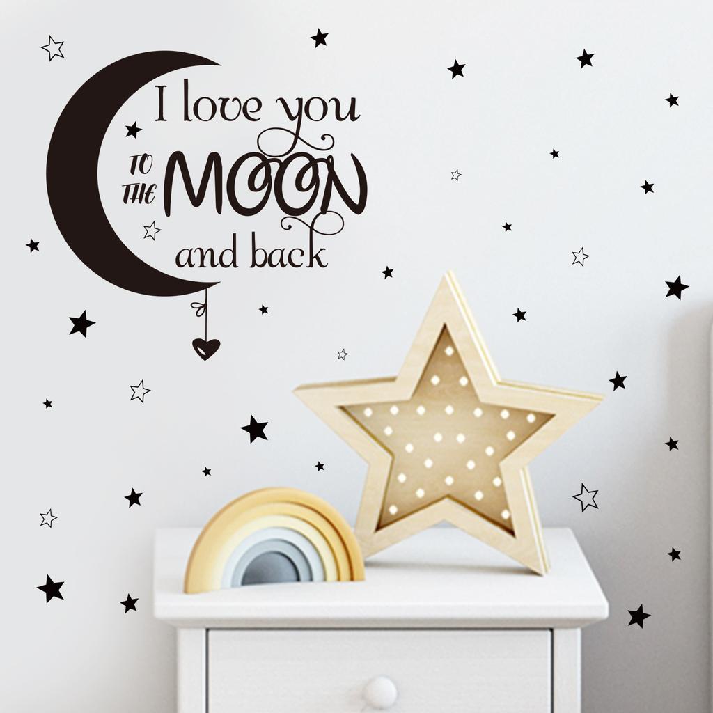 Moon Stars Family Quote Wall Sticker Removable Living Room Bedroom Table Decor