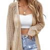 Europäisch-amerikanischer Strandstil Dünner Strick-Cardigan-Pullover mit Aushöhlungsdesign - Langärmlig
