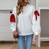 Women's Sweatshirt Loose Top Round Neck Long Sleeve Christmas Tie Bowknot