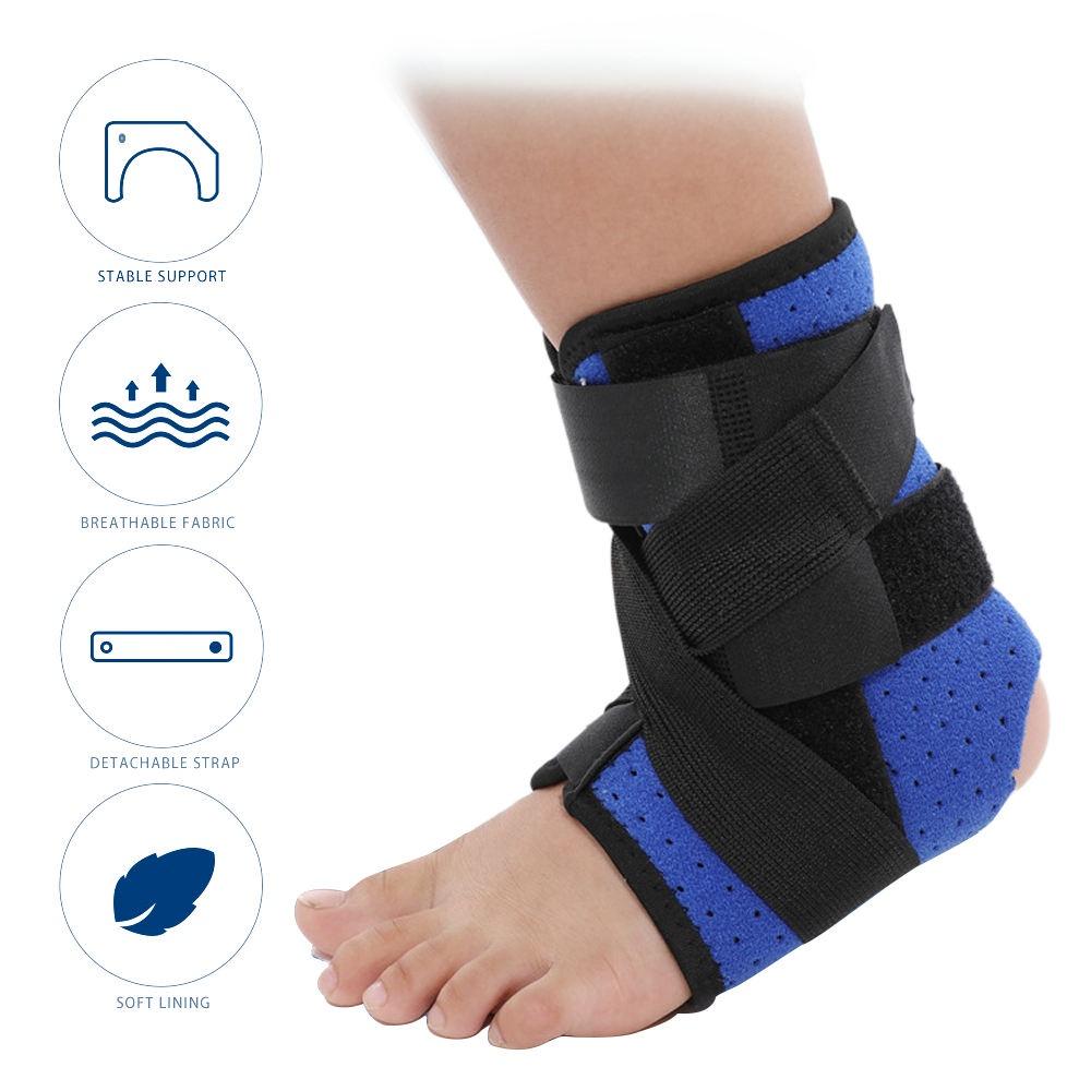 1Pcs Ankle Brace with Splint for Kids, Adjustable Ankle Stabilizer Breathable Compression Ankle Support for Sprain, Tendonitis