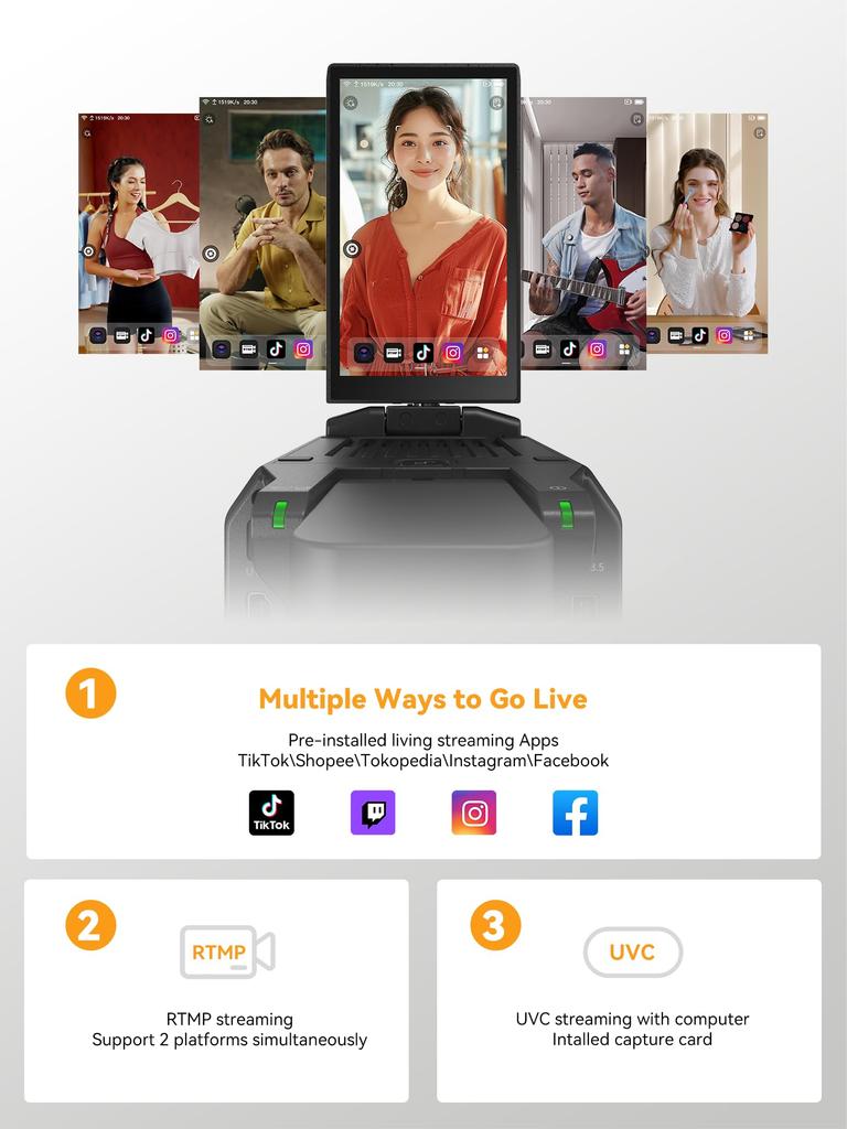 Streaming Video Streaming HOLLYLAND-VenusLiv V2-Live-Kamera-LAN/WIFI-Verbindung-4K30p/RTMP/USB-C/HDMI-Export-Für Tiktok/YouTube/Facebook/Twitch/Live