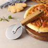 Roulette à Pizza avec Manche en Bois Coupe-Pizza en Acier Inoxydable Coupe-Pizza à Bascule Trancheur Outils de Coupe de Pizza Aiguisés pour Pizza Tarte Pain Fromage