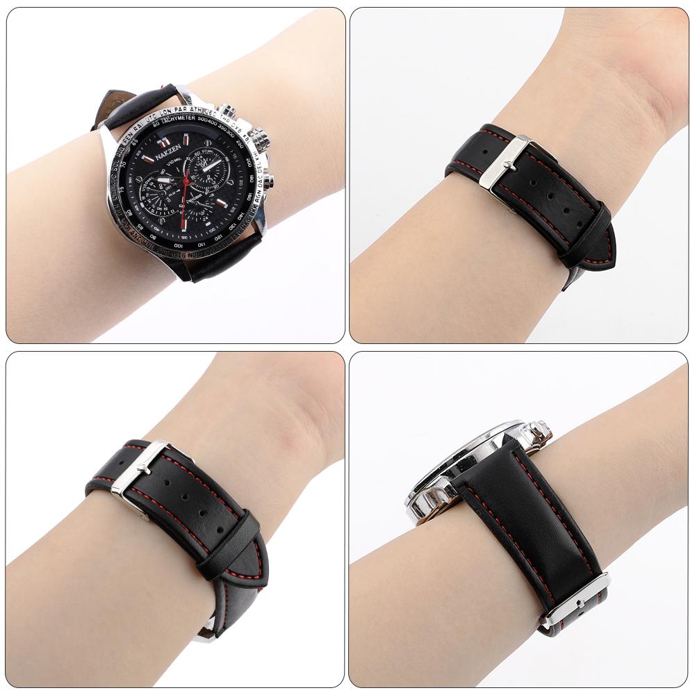 Leather Bracelet Watchband 22mm Handmade Stitching Quick Release Watch Straps Replacement Wrist Belt Accessories Black Coffee