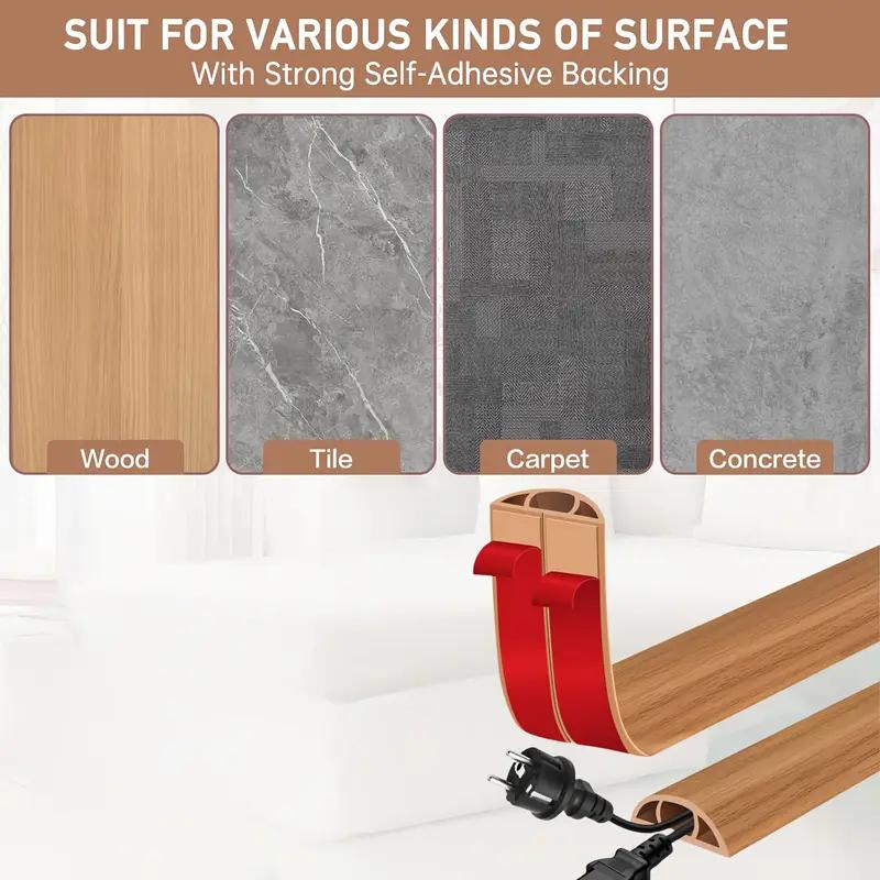 1pc  PVC Floor Cord Cover Self-Adhesive Anti-extrusion Anti-extrusion Extension Wiring Duct Protector Power Cable Protector