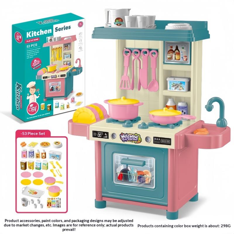 Kids Kitchen Playset Simulated Cooking Stove With Utensil Accessories Pretend Play Kitchen Toy Set For Toddlers Small Boys Girls