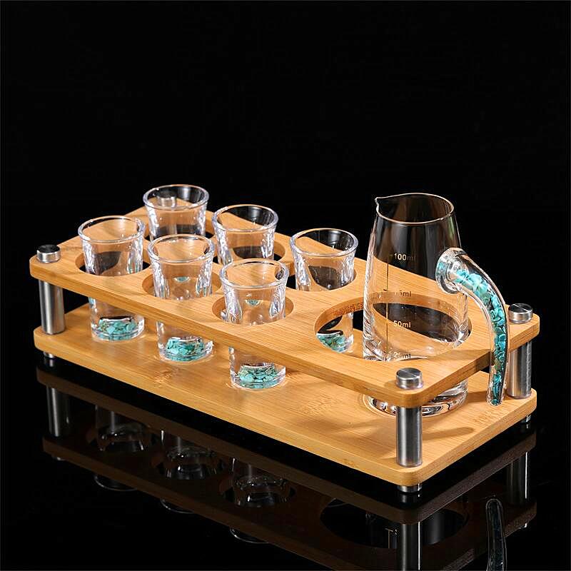 7pcs Baijiu Cup Set Crystal Glass Household Baijiu Wine Dispenser Small One Beaker Spirit Cup Wine Set Gift