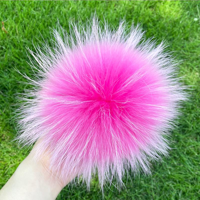 13 15 cm DIY Naturfarbe Echte Waschbärfell Pompons Für Taschen Gestrickte Mütze Hüte Echtes Fuchs Fell Pompon