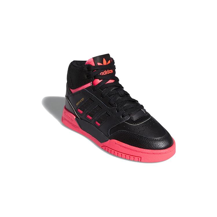 adidas Originals Drop Step J Comfortable Slip Resistant Mid Top Kids' Skateboarding Shoes Black Pink Teenagers FV4890