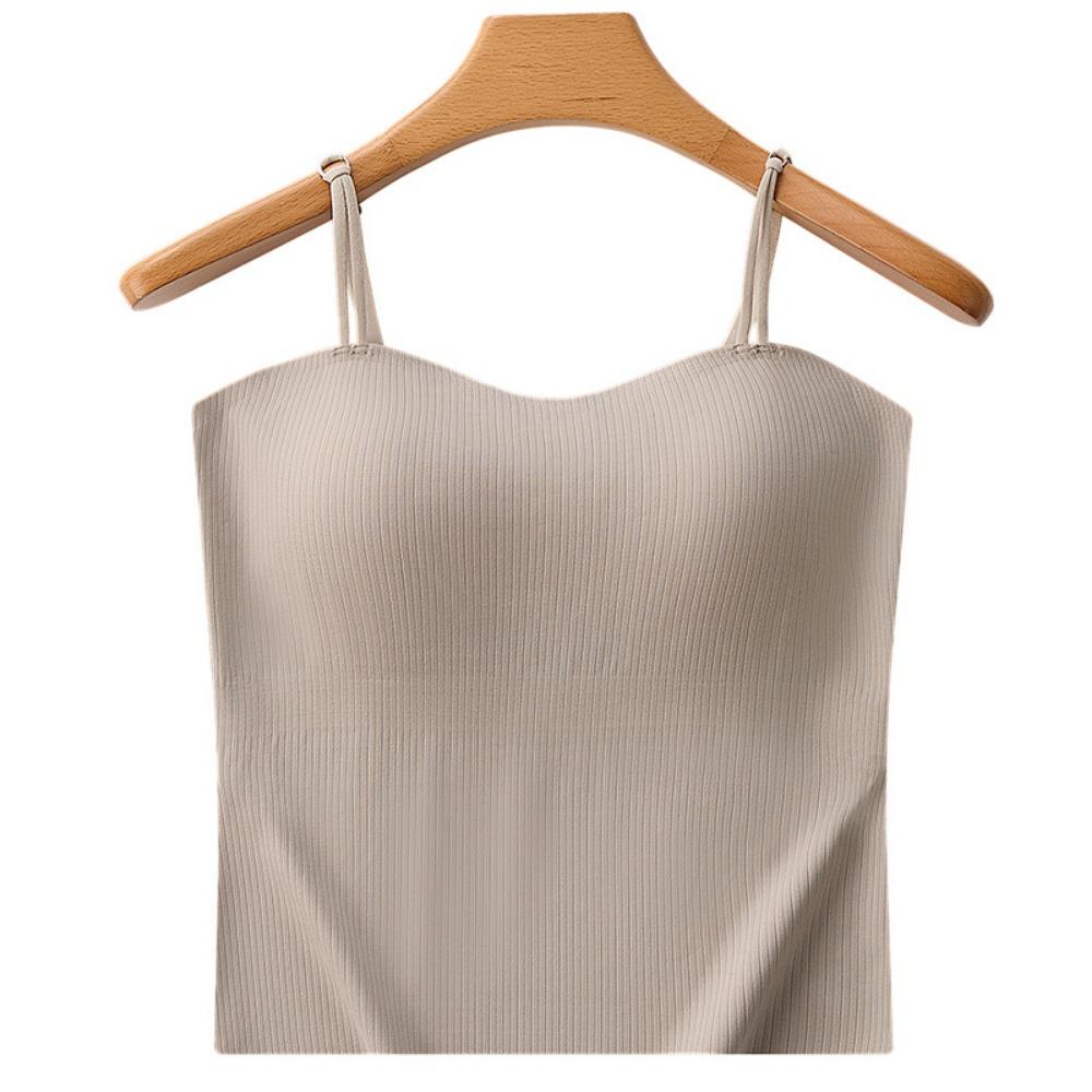 

Топ-майка с V-образным вырезом, вязаный, на бретелях, кроп-топ, женский, летний, майка, однотонный, майка-борцовка, модный, спортивный, женский, без рукавов, укороченный, одежда для Y2K-девушки L бежевый