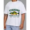 Fishing T Shirt White Fish and Text Design for Outdoor Activities