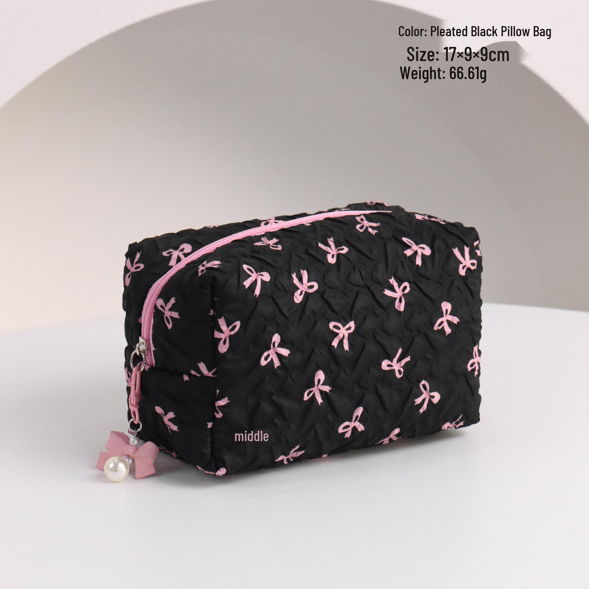 Elegante plissierte Schleife Make-up Tasche: Schickes Design & Praktische Lippenstift-Clutch für Damen