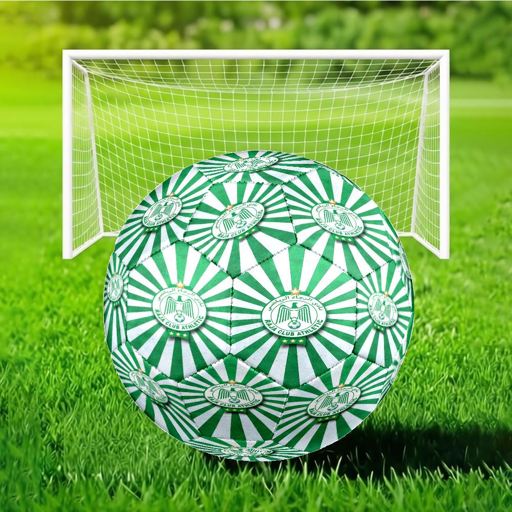 Raja Club Athletic Crest Soccer Ball Size 5 Soccer Ball, Machine-stitched, Durable, Suitable for Training and Matches Fan Gift