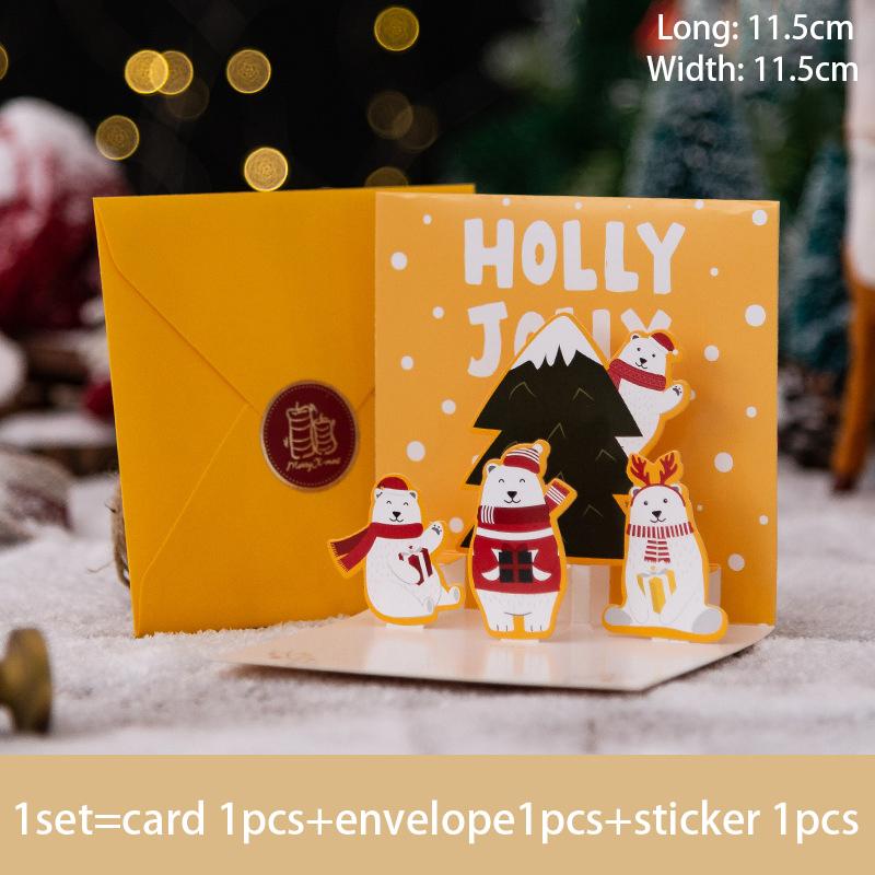 Folding Christmas 3D Pop UP Greeting Card With Envelope Santa Claus Snowman Xmas Invitation Card Postcard Navidad Supplies