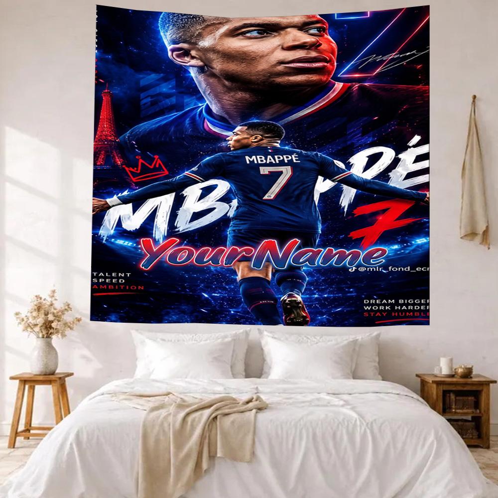 Mbappe Custom Your Name Wall Decor Tapestry Art For Pet Memorial Birthdaywedding Party Backdrop Family Gift