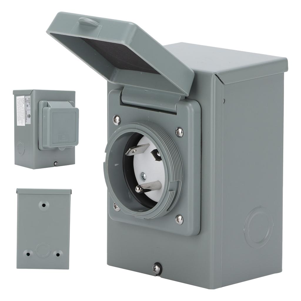 30A Generator Power Inlet Box 125V 3750W Outdoor Weatherproof Socket Accessory for RV