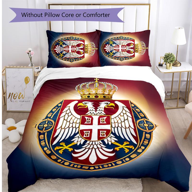 Serbia Printed Bedding 3 Piece Set Cozy Breathable Bed Cover Set as Housewarming Holiday Gift